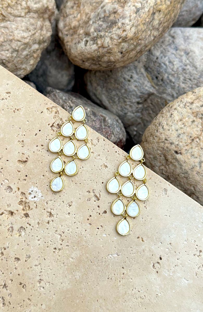 Adornia Mother of Pearl Chandelier Drop Earrings, Alternate, color, Gold/ Mother Of Pearl