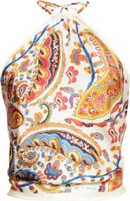 Etro Paisley Silk Bandana Halter Top