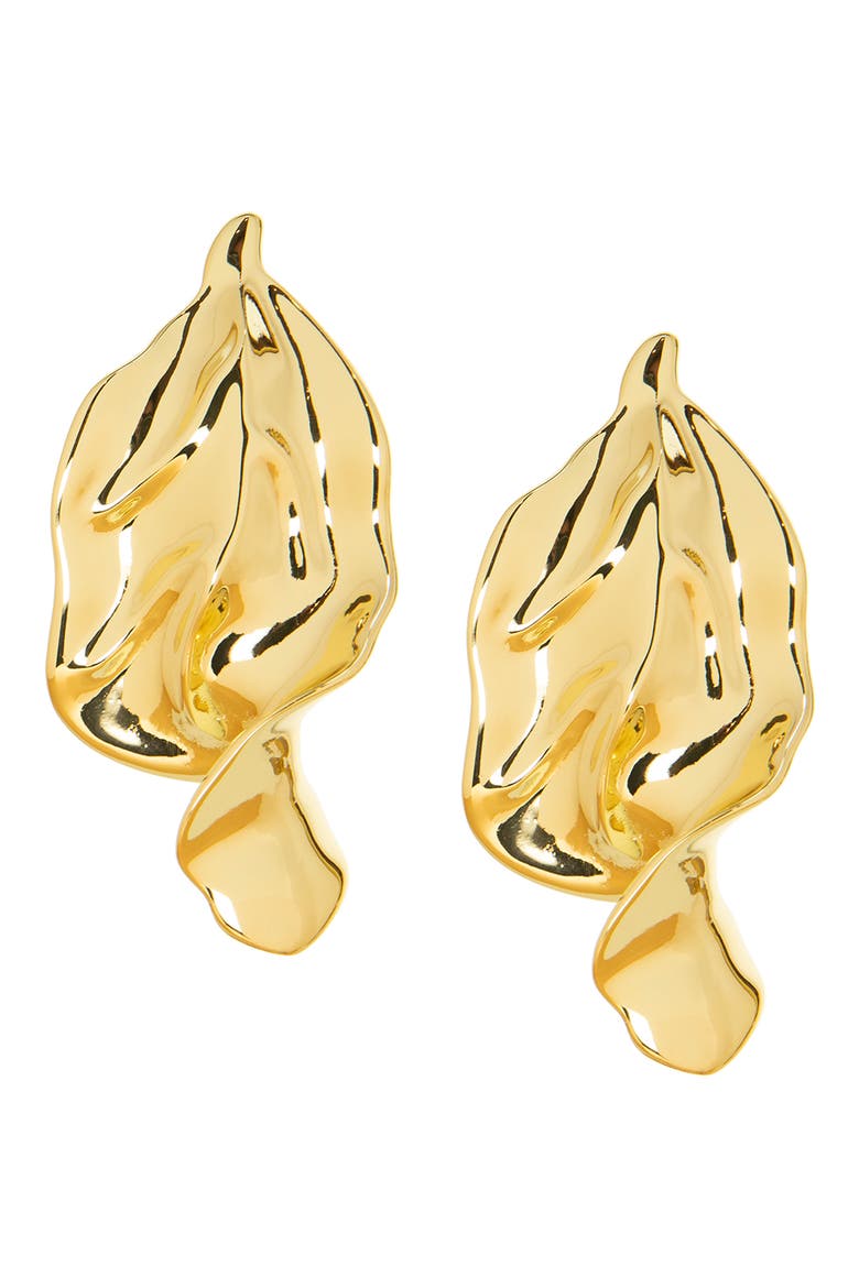 Large Textured Wave Earrings, Main, color, GOLD