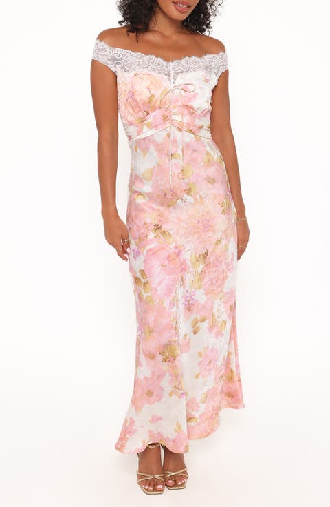 Voss Lace Off the Shoulder Maxi Dress