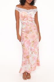 Petal & Pup Voss Lace Off the Shoulder Maxi Dress