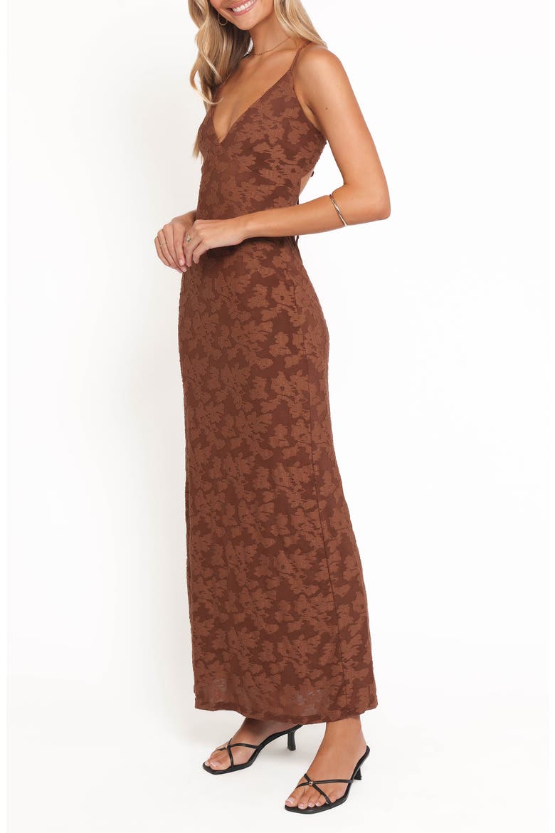 Araminta Floral Sleeveless Maxi Dress, Alternate, color, BROWN