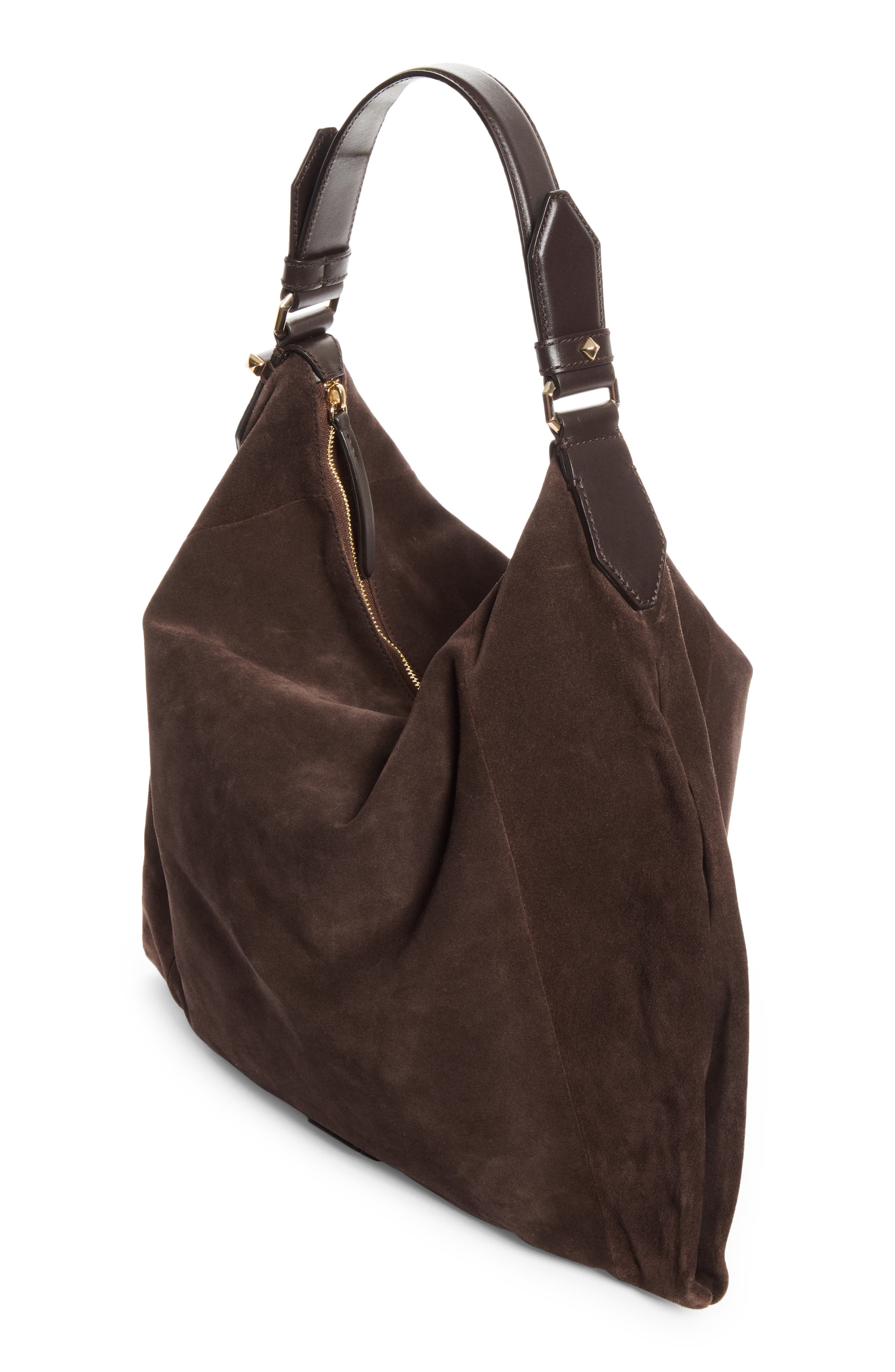 Ana Suede Hobo Bag, Alternate, color, CHOCOLATE/ LIGHT GOLD