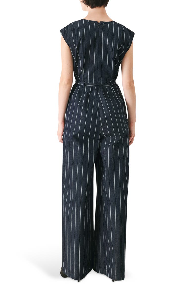 Striped Wide Leg Jumpsuit, Alternate, color, DARK DENIM