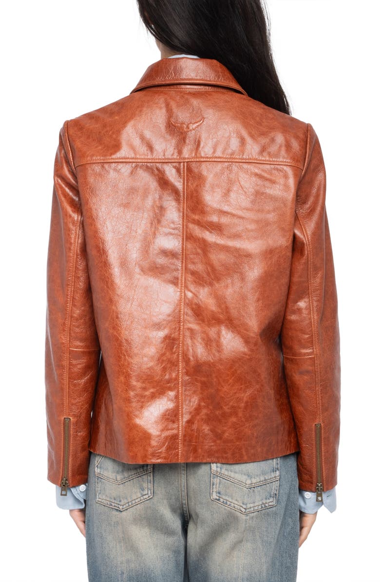 Zadig & Voltaire Lienna Leather Jacket, Alternate, color, Burn