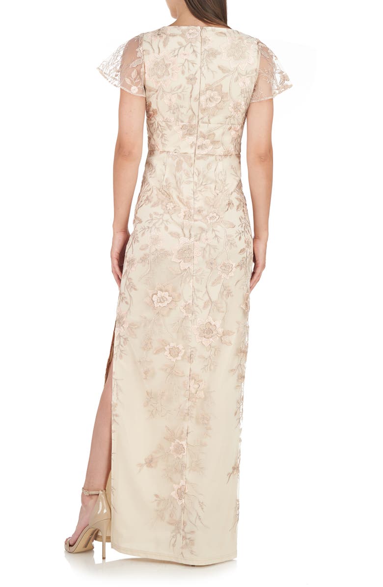 JS Collections Jorden Bow Embroidered Column Gown, Alternate, color, 