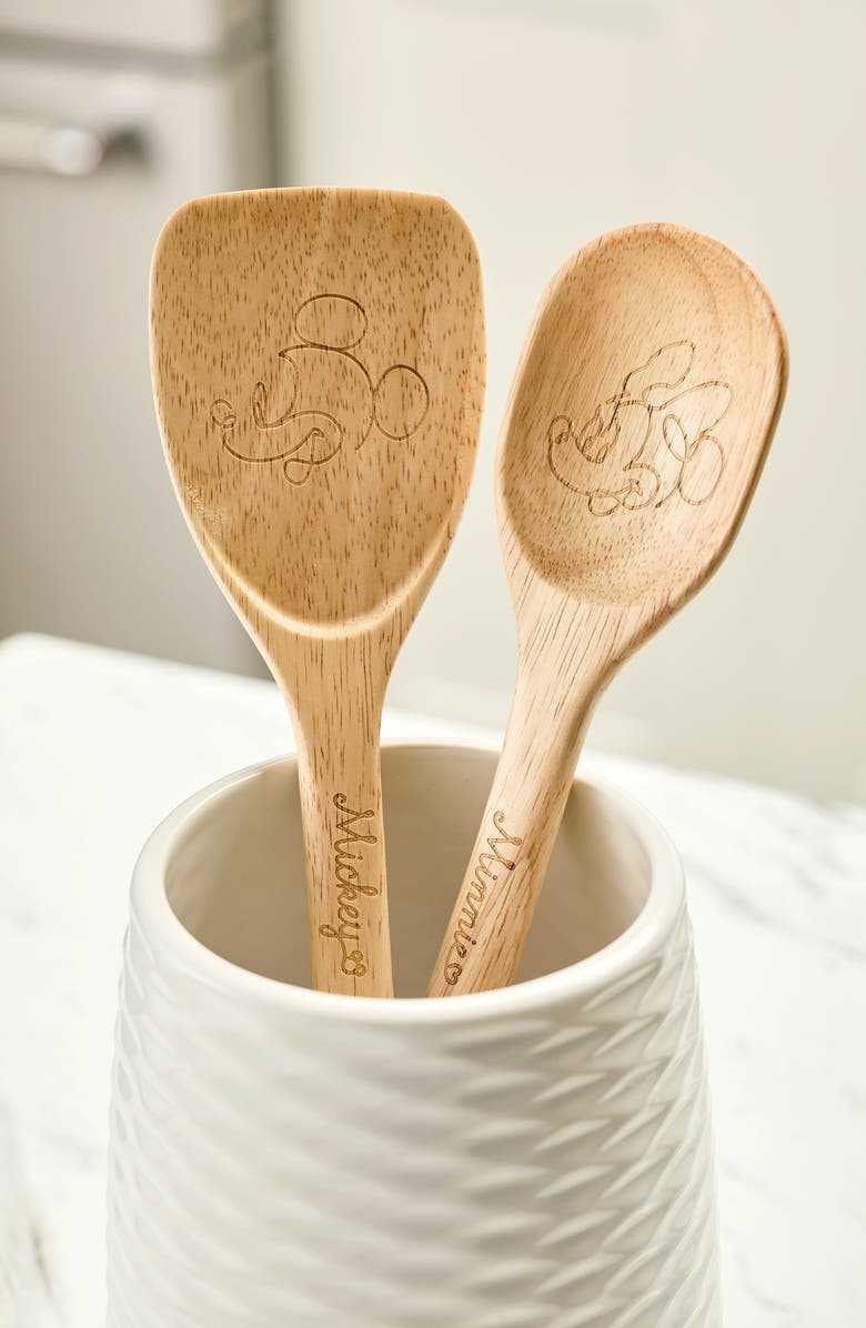 Disney Mickey Bon Voyage Set of 2 Wood Utensils, Alternate, color, Blue/ Red