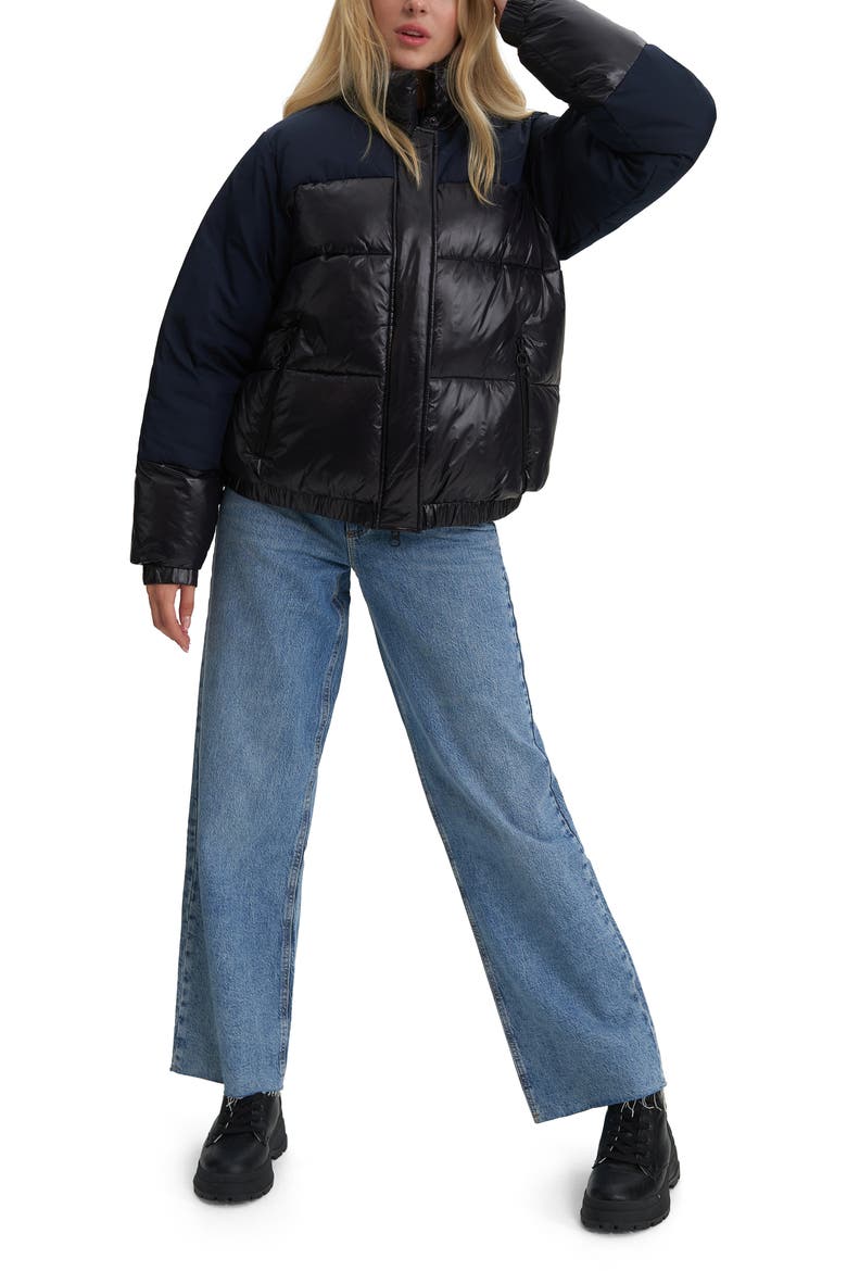 Juniper Mixed Media Puffer Jacket, Alternate, color, BLACK