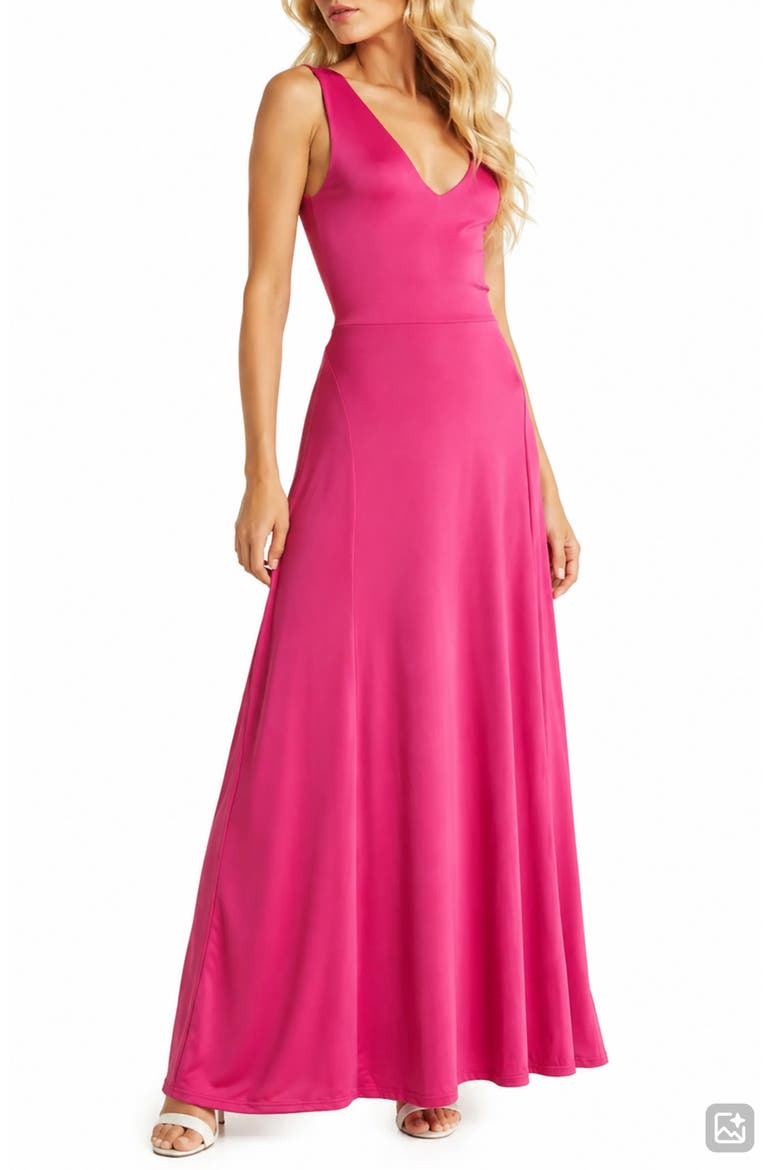 Geneva V-Neck Sleeveless Maxi Dress, Main, color, FUCHSIA RED