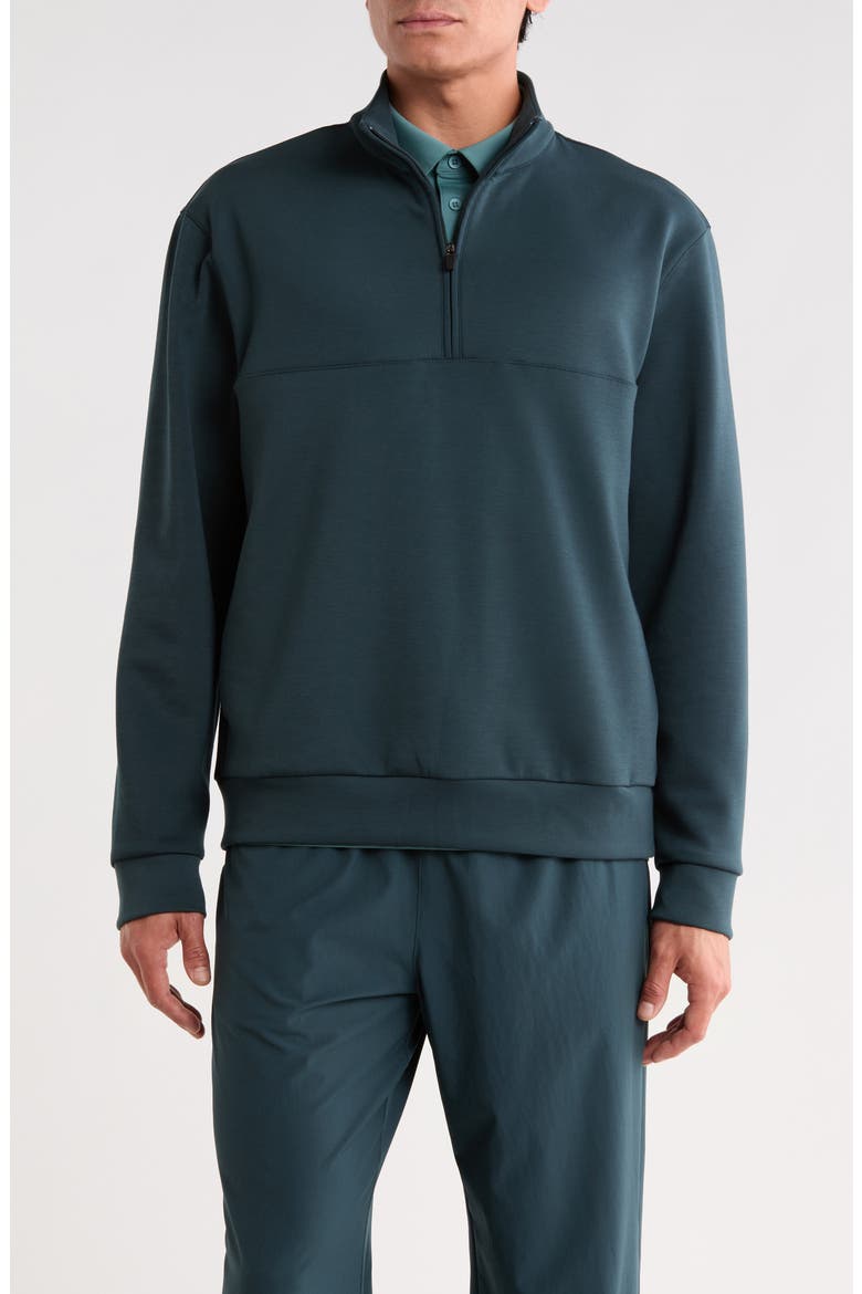 Double Knit Quarter Zip Sweatshirt, Main, color, GREEN MAGICAL