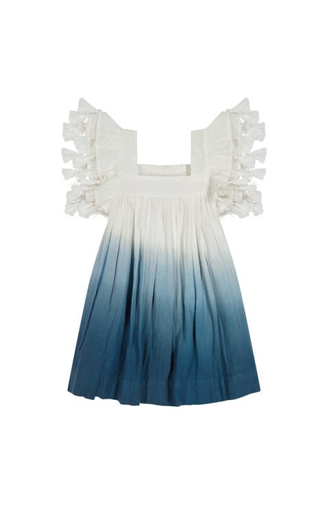 Serena Girl's Tassel Dress Blue Ombre