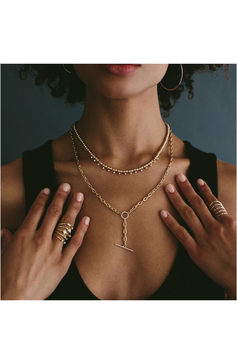 Zoë Chicco Medium Square Oval Chain with Pave Diamond Link Necklace, Alternate, color,