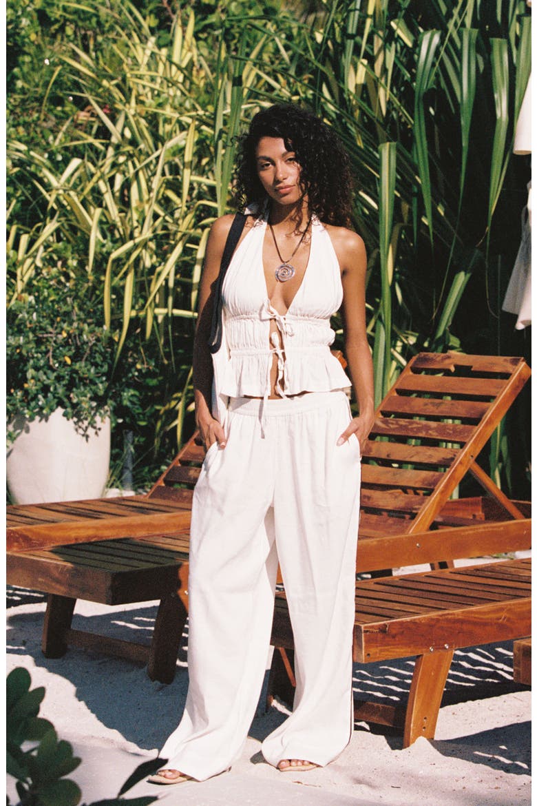 Sur Wide Leg Linen Blend Cover-Up Pants, Alternate, color, CREAM