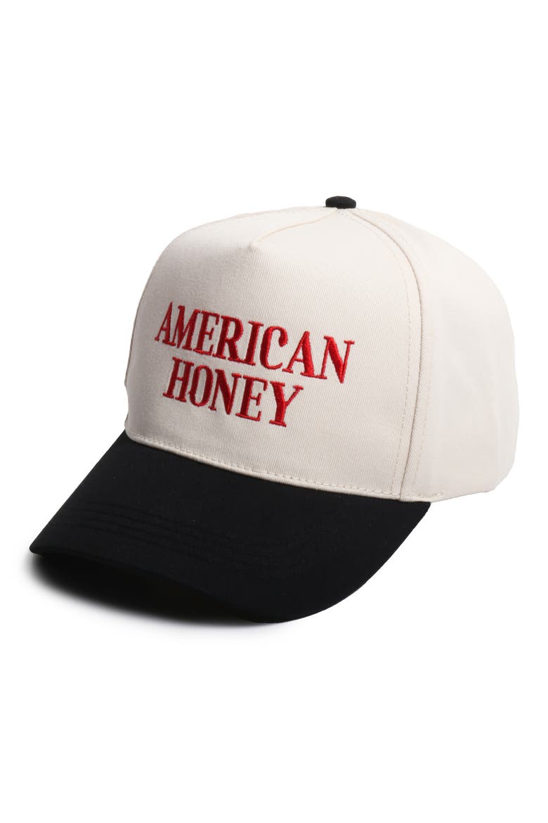 American Honey Embroidered Cotton Baseball Cap, Alternate, color, BLACK