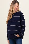 PinkBlush Striped Drop Shoulder Sweater