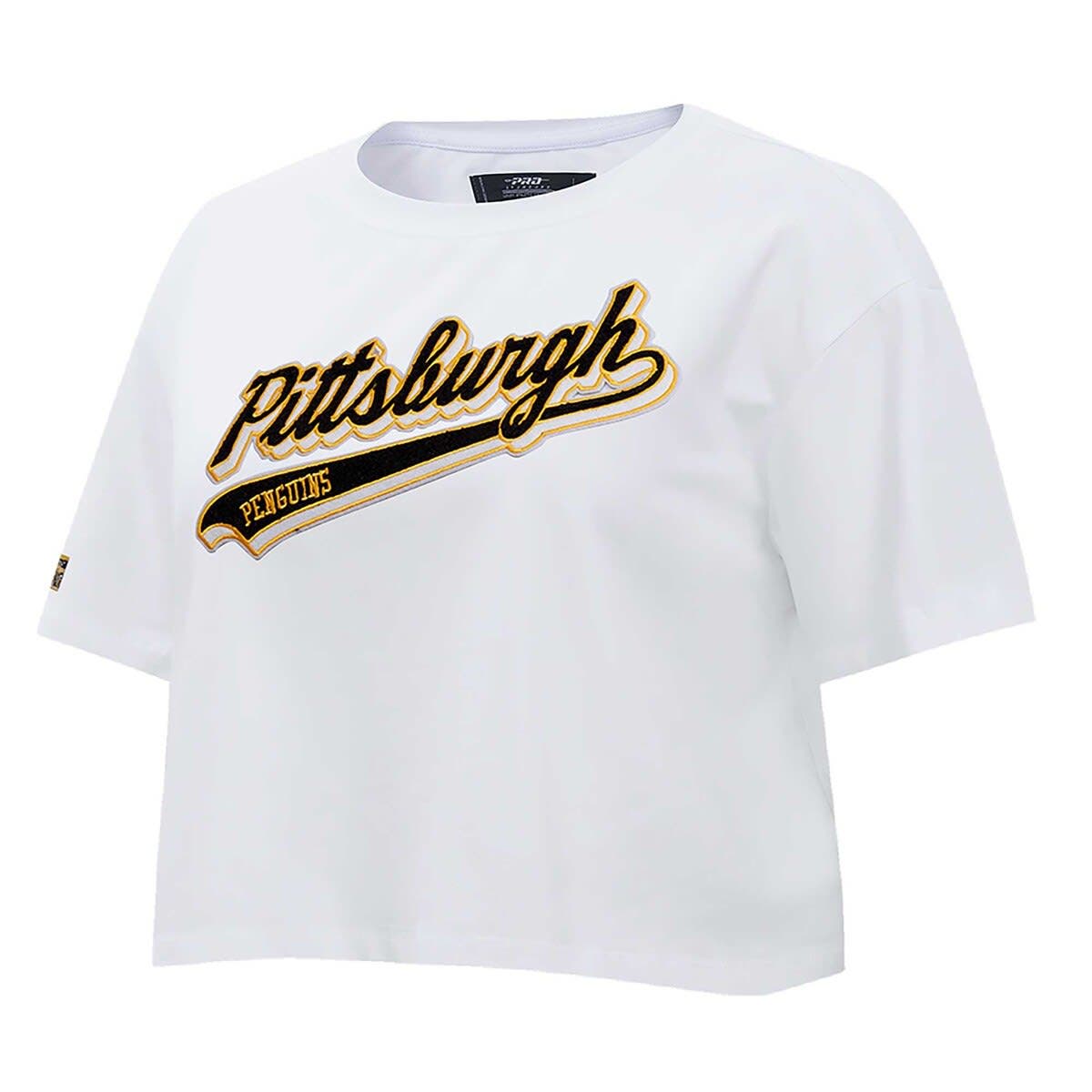 Women's Pro Standard White Pittsburgh Penguins Boxy Script Tail Cropped T-Shirt - image 2