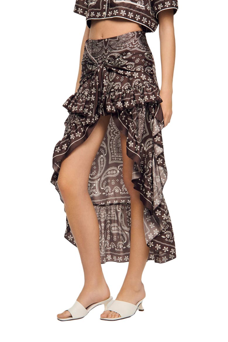 Bandana print short skirt, Alternate, color, Taupe / white
