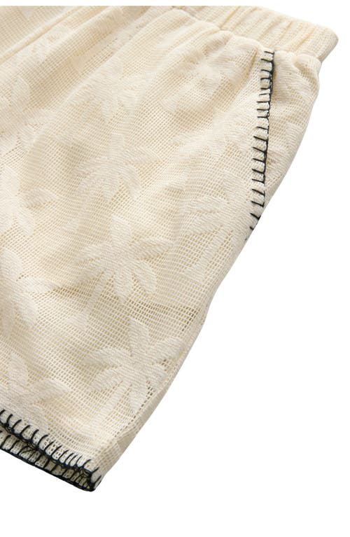 Next Palm Jacquard Open Knit Shorts In Neutral