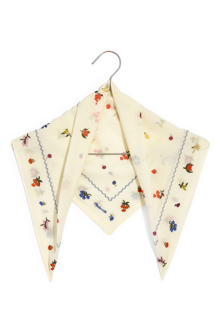 Bow Embroidered (Re)sourced Cotton Bandana, Alternate, color, ANTIQUE CREAM