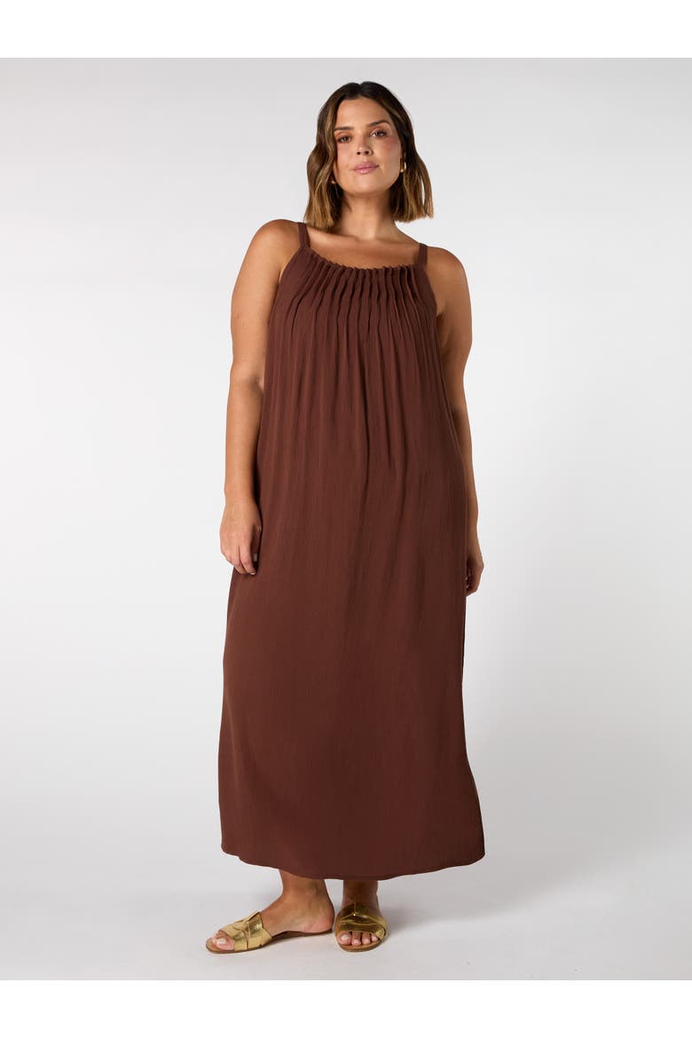 Crinkle Strappy Dress, Main, color, Chocolate