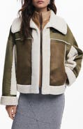 Desigual Edimurgo Faux Shearling Jacket with Faux Leather Bib