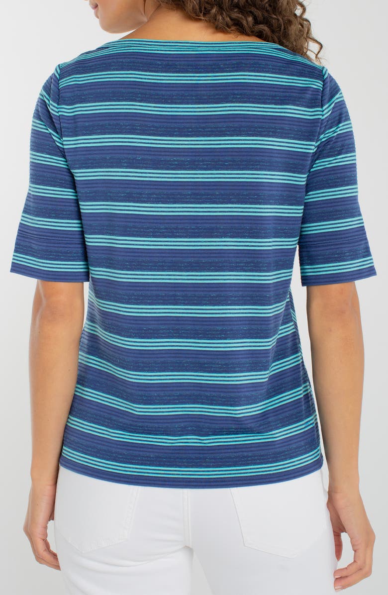 Liverpool Los Angeles Stripe Boat Neck Top, Alternate, color, Navy/ Teal St