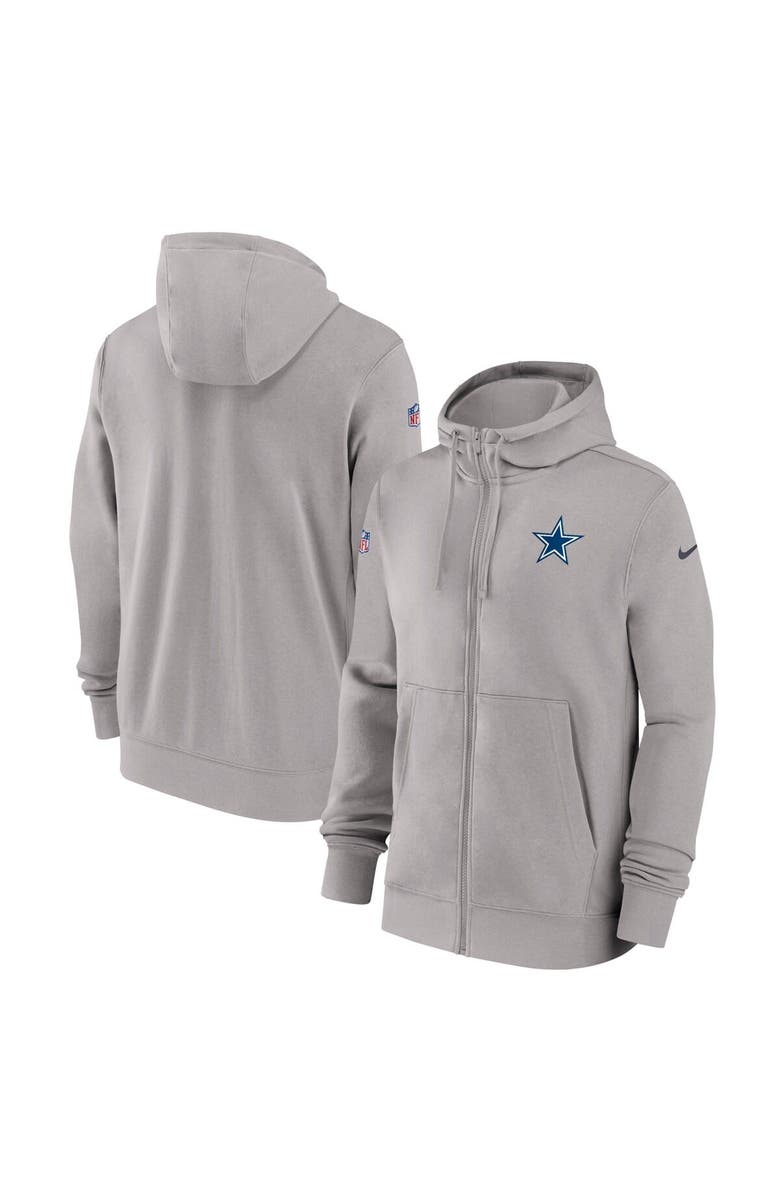 Nike Men's Nike Gray Dallas Cowboys Sideline Club Performance Full-Zip Hoodie, Main, color, 