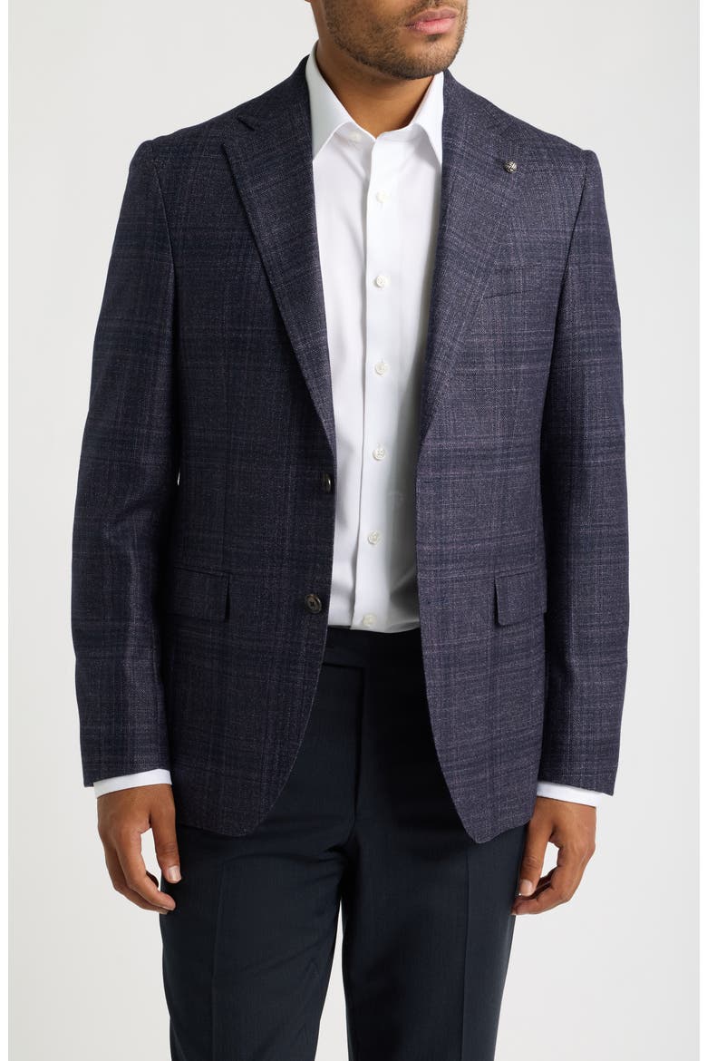 McAllen Plaid Wool Blend Sport Coat, Main, color, DEEP PURPLE