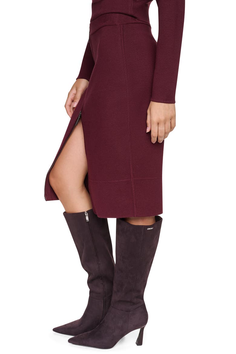 Zip Front Sweater Skirt, Alternate, color, CABERNET