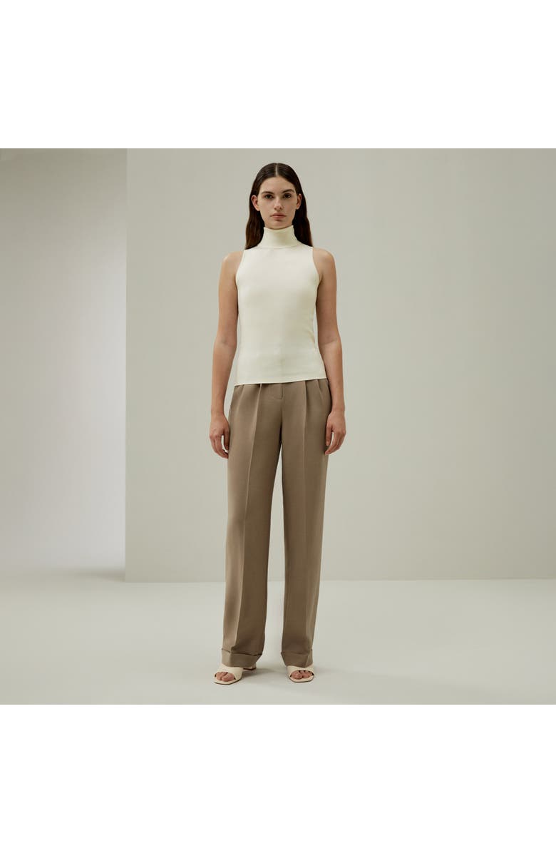 Lilysilk Minimalist Sleeveless Turtleneck Top, Alternate, color, White