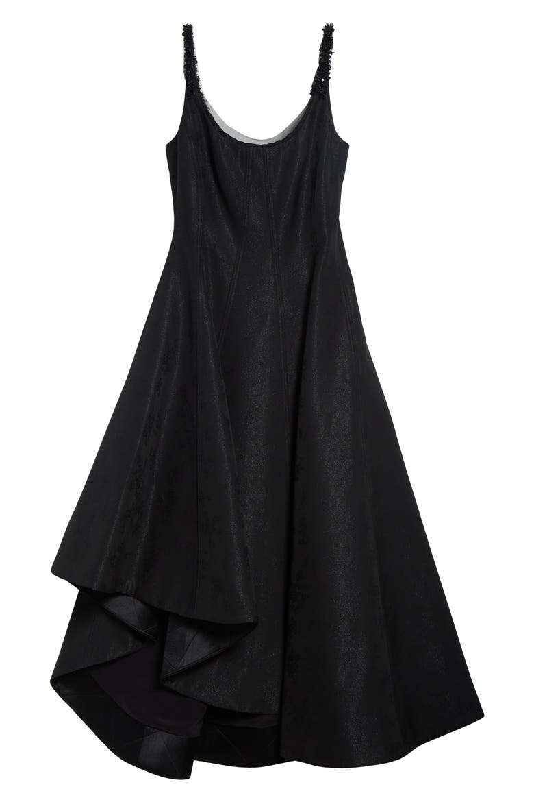 Asymmetric Midi Cocktail Dress, Alternate, color, BLACK