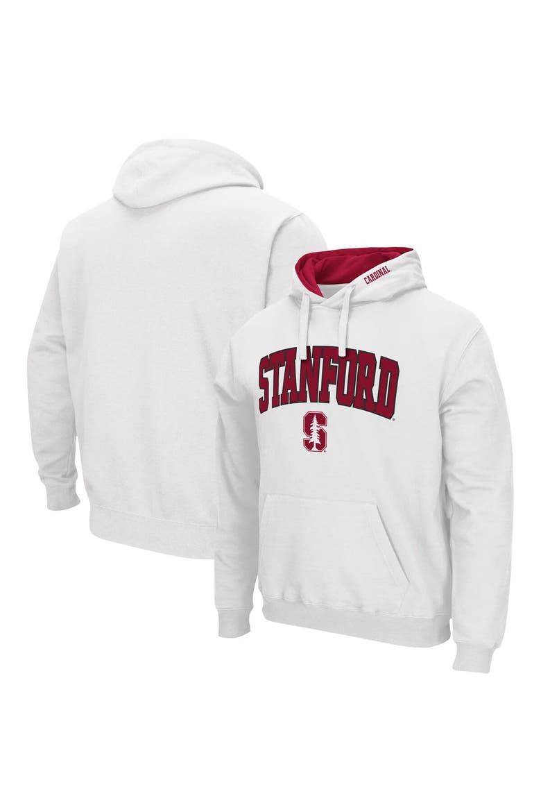Men's Colosseum White Stanford Cardinal Arch & Logo 3.0 Pullover Hoodie, Alternate, color, White