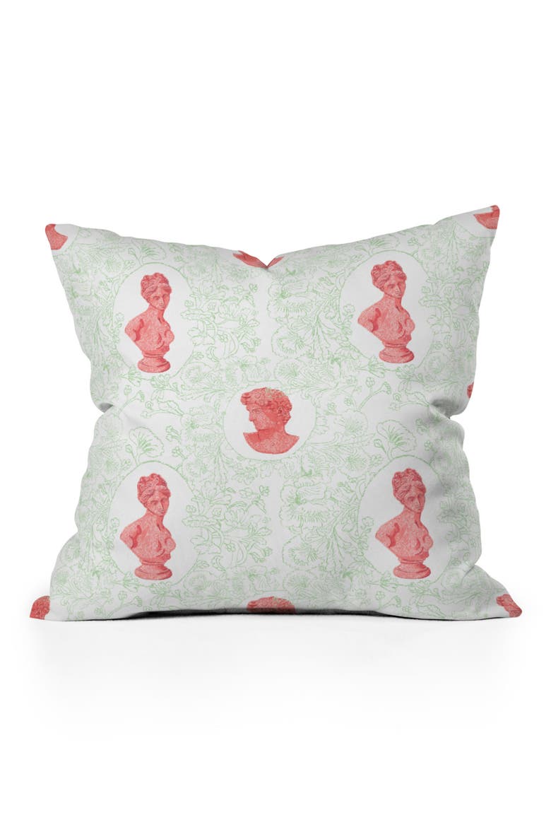 Bust Pattern Square Throw Pillow, Main, color, GREEN