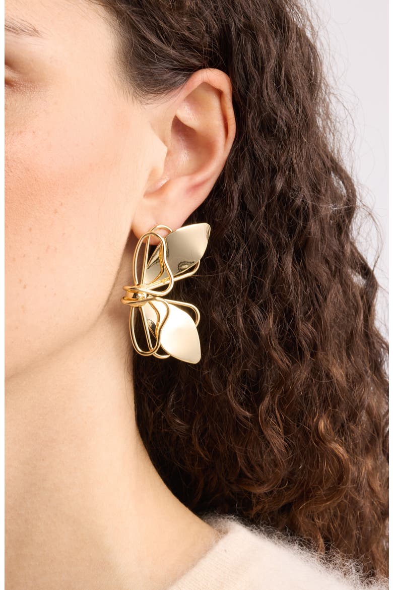 Butterfly Wing Stud Earrings, Alternate, color, GOLD