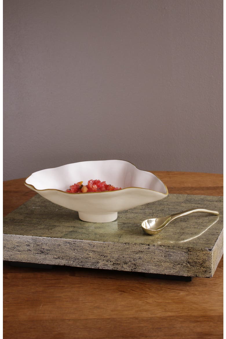 Encanto Claire Small Oval Bowl with Spoon, Alternate, color, Cream , White and Gold
