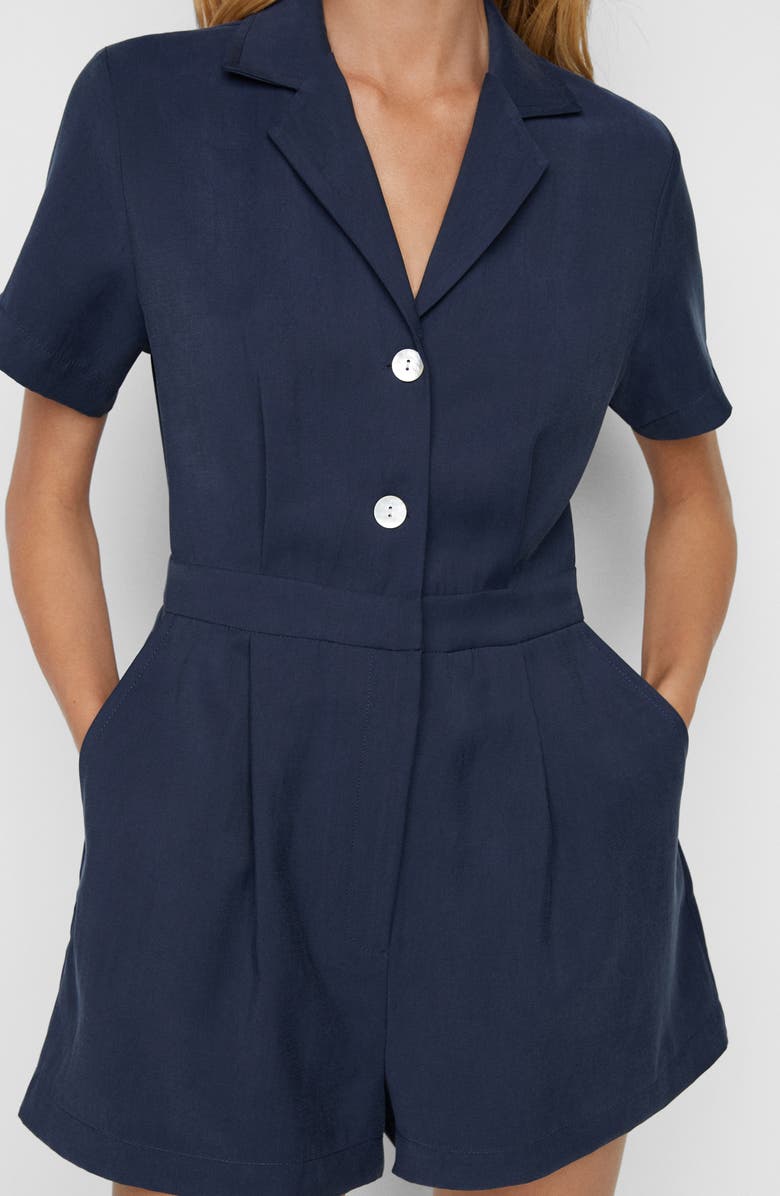 MANGO Notched Collar Romper, Alternate, color, 