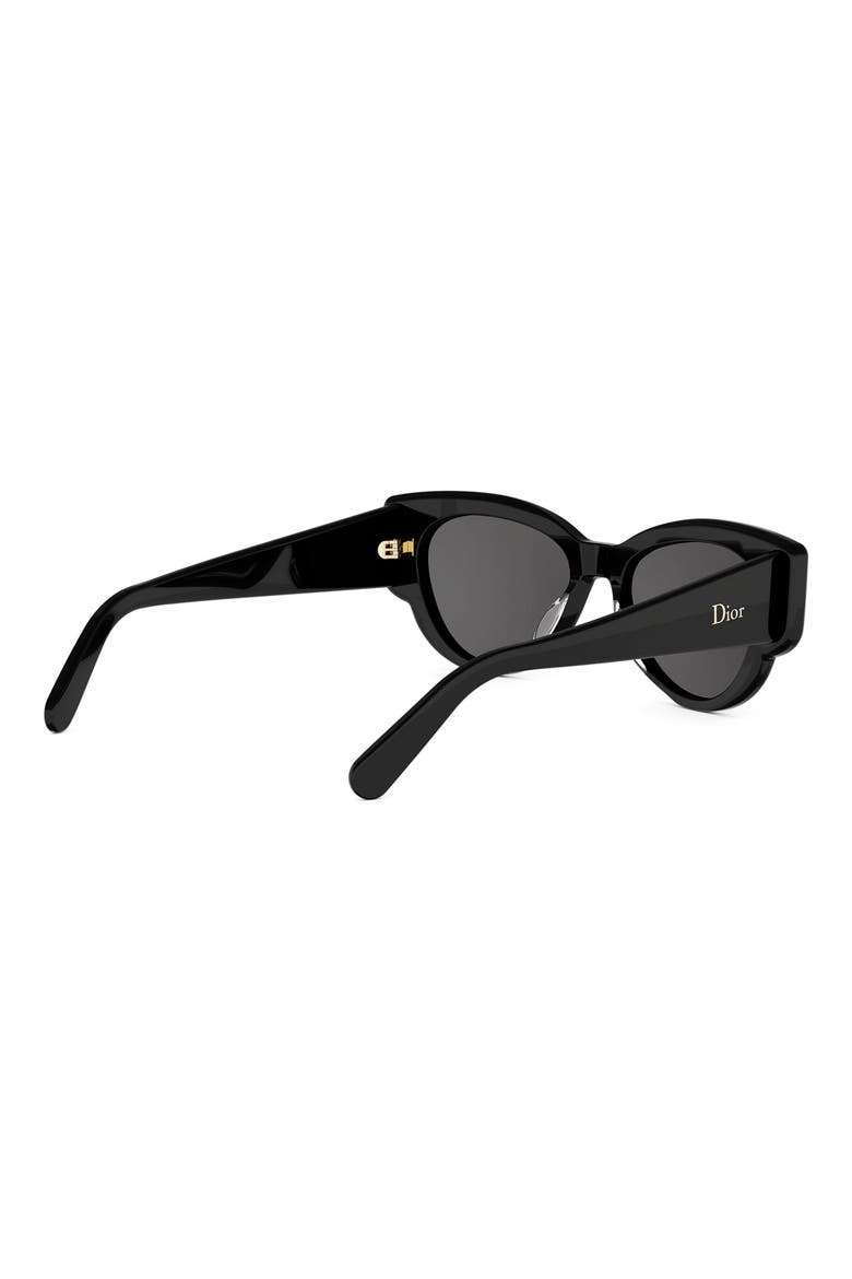'DiorLuckyCharms B1I 53mm Butterfly Sunglasses, Alternate, color, SHINY BLACK / SMOKE