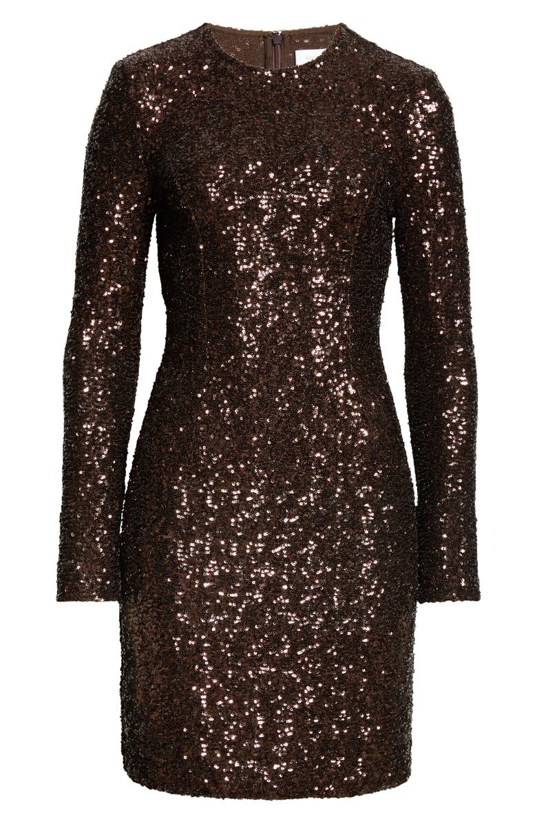 Michael Kors Collection Sequin Long Sleeve Sheath Dress, Alternate, color, 