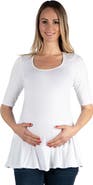24seven Comfort Apparel Maternity Elbow Swing Tunic Top