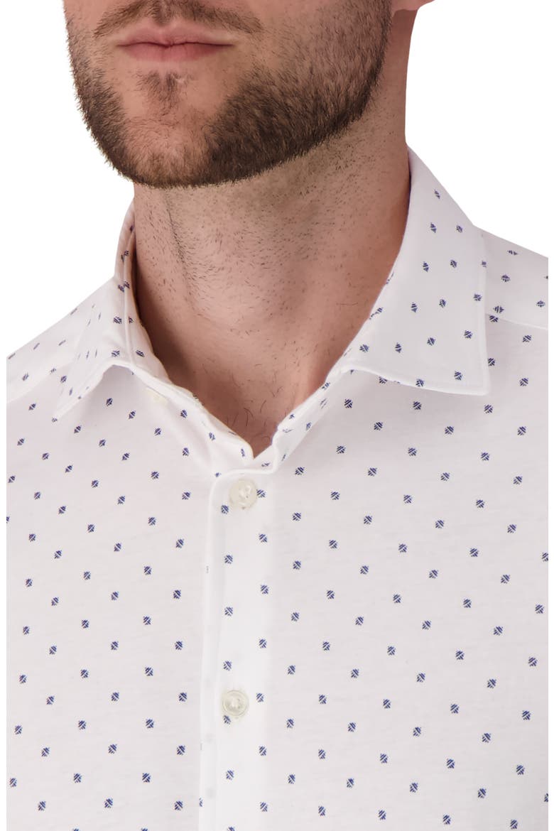 Regular Fit Geometric Print Knit Cotton Dress Shirt, Alternate, color, WHITE