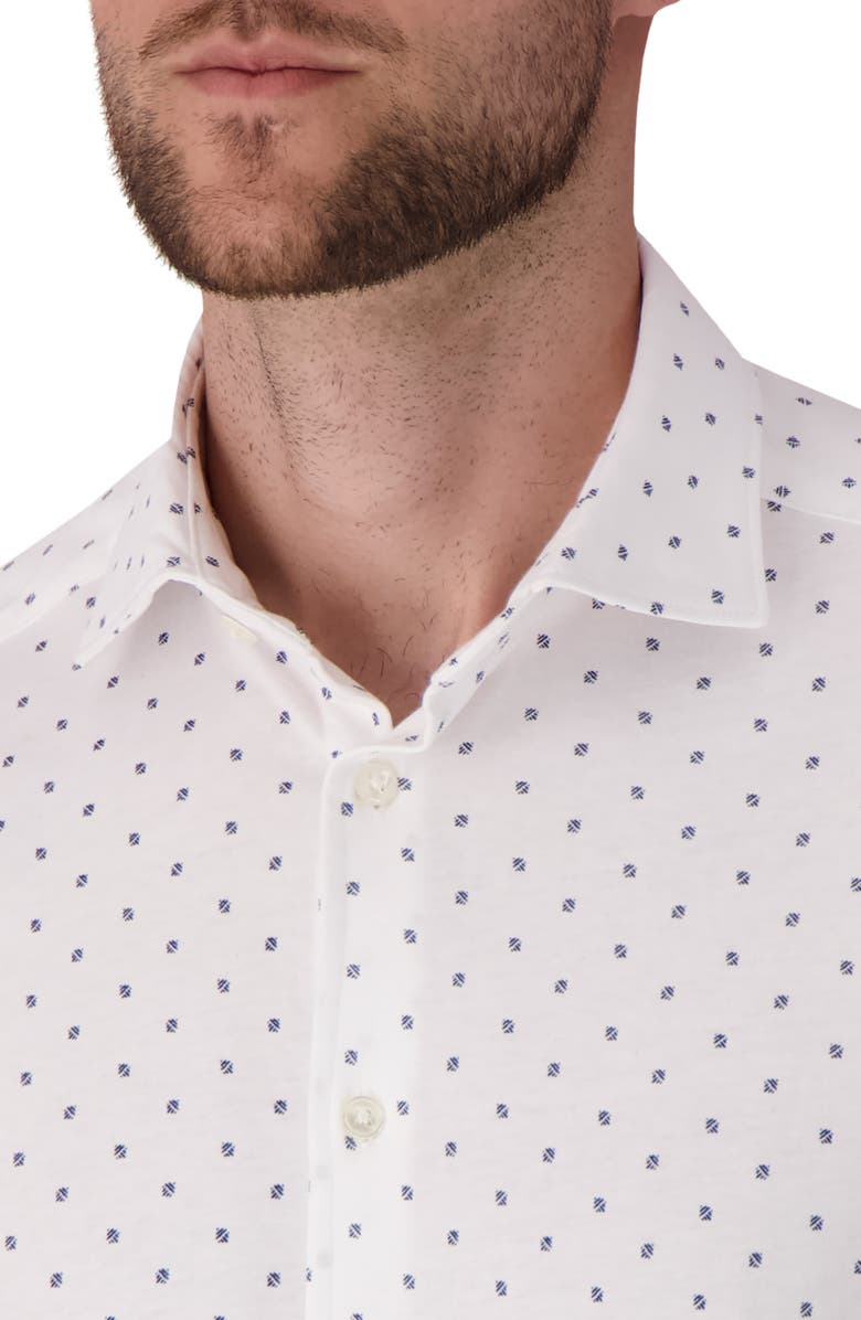 Victor Emmanuel Regular Fit Geometric Print Knit Cotton Dress Shirt, Alternate, color, White