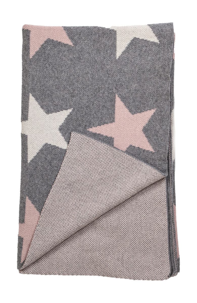 PARKLAND COLLECTION Twinkle Stars Transitional Light Grey Knitted 32" x 40" Baby Blanket, Alternate, color, Light Grey