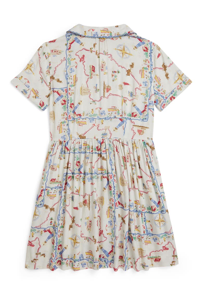 Kids' Short Sleeve Shirtdress, Alternate, color, WHITE MULTI