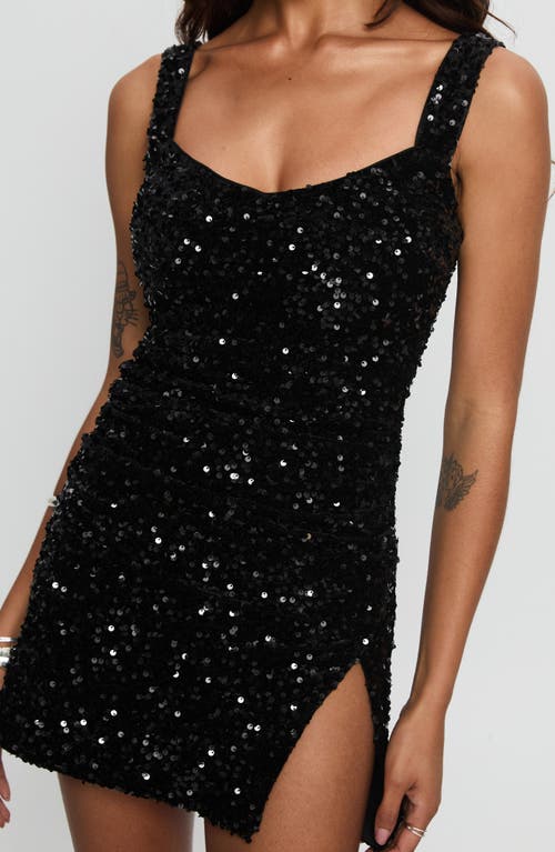 Princess Polly Centerfold Sequin Cocktail Minidress In Black