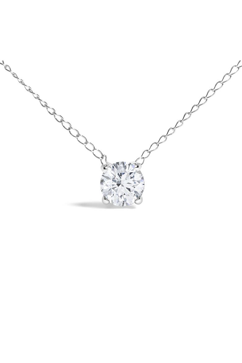 14K Gold Floating 1/2 Cttw Lab Grown Diamond Solitaire Pendant Necklace - 18" Inches, Alternate, color, White