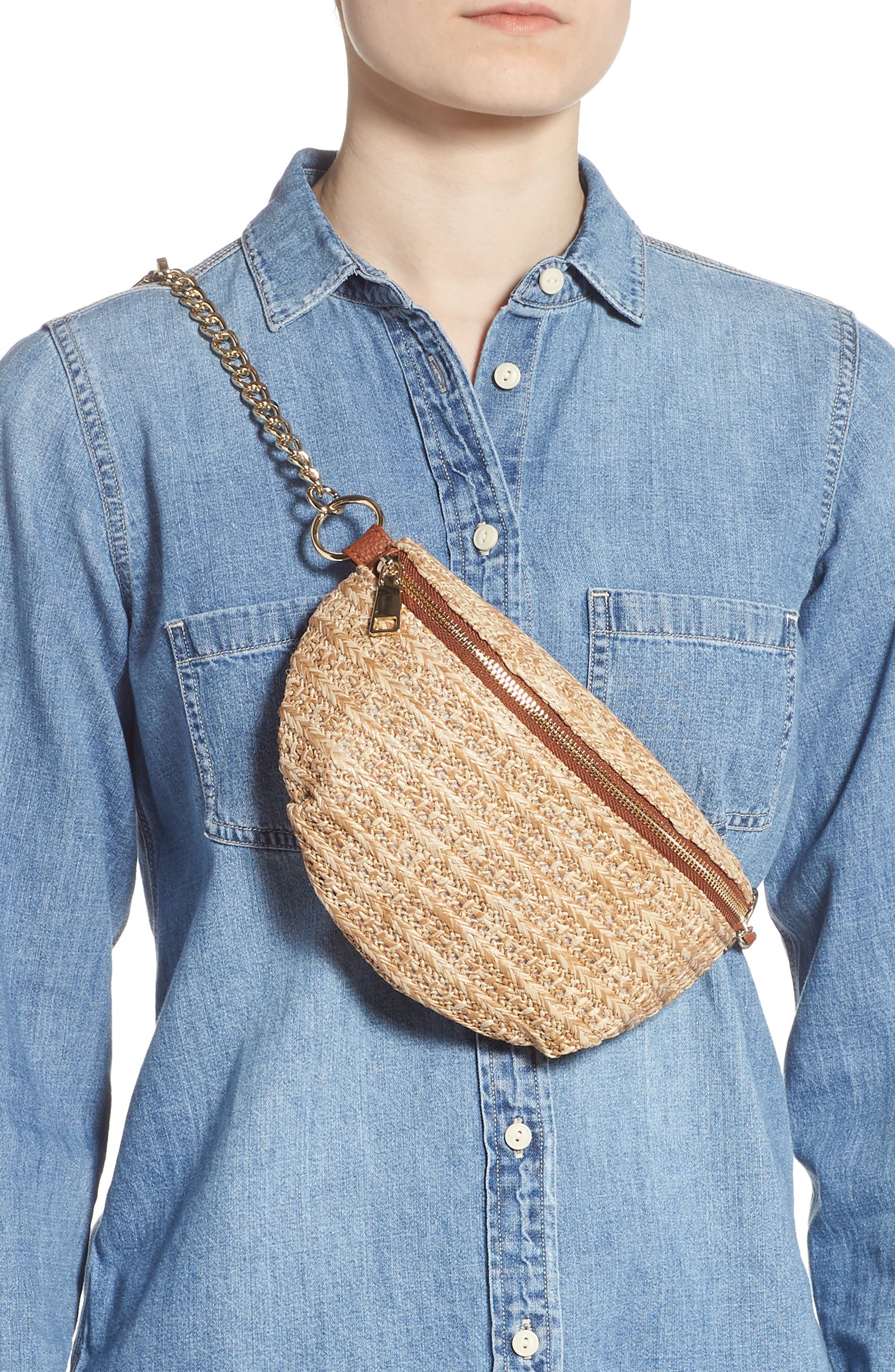 Steve Madden Becca Raffia Belt Bag, Alternate, color, 