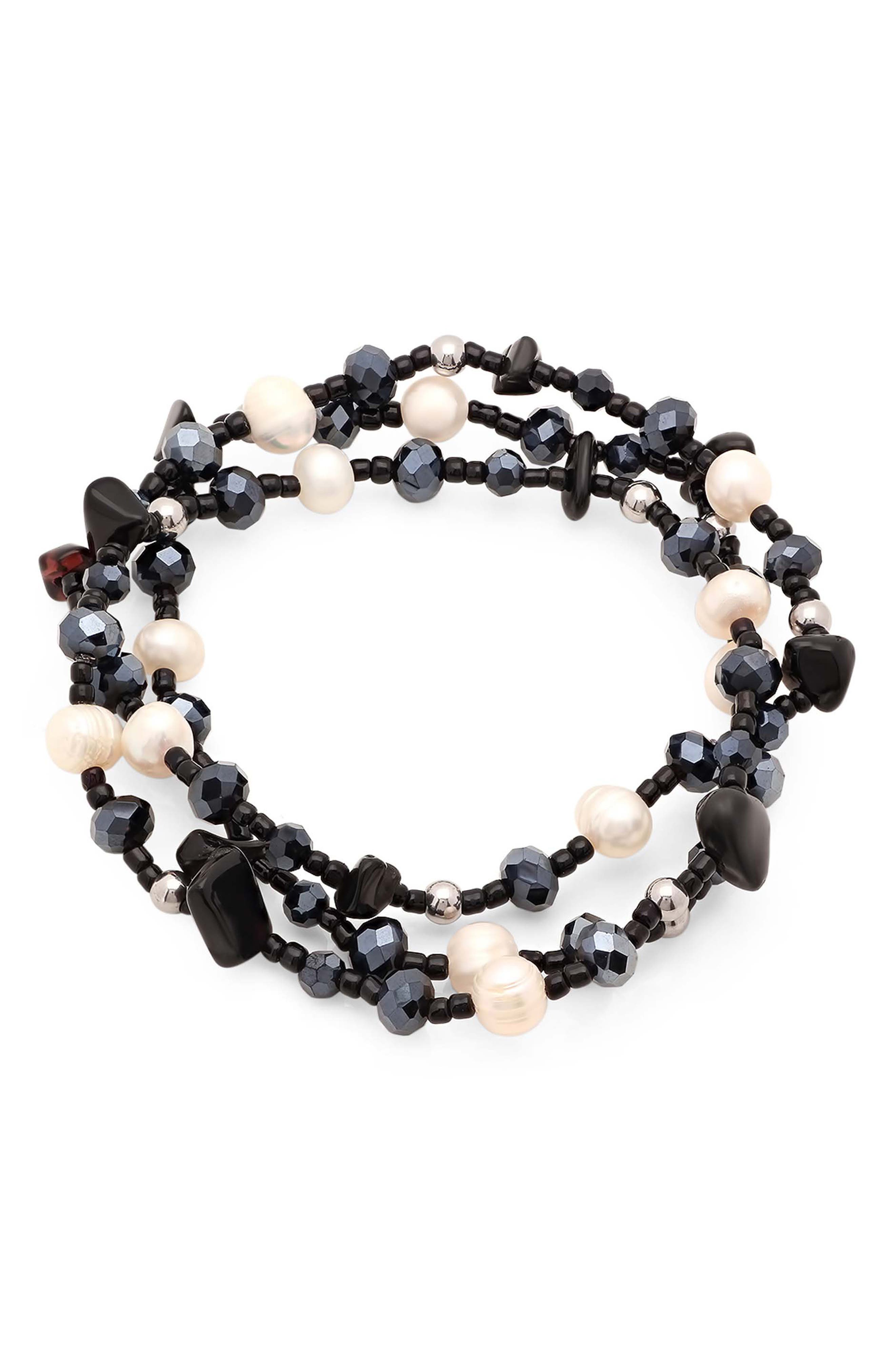 Set of 3 Beaded Stretch Bracelets