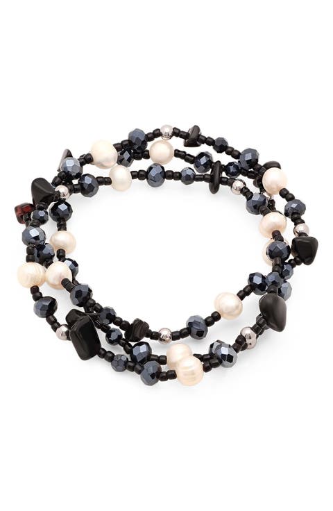 Set of 3 Beaded Stretch Bracelets
