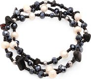 STEELTIME Set of 3 Beaded Stretch Bracelets