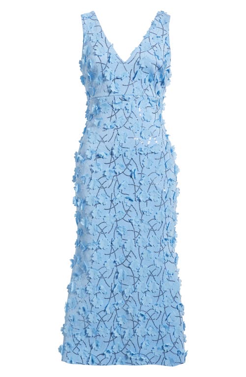 Eliza J Sequin Floral Appliqué Cocktail Midi Dress In Blue